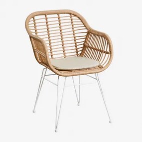 Pack De 2 Cadeiras De Jardim Com Apoios De Braços Em Rattan Sintético Zole Branco & Beige Creme - Sklum