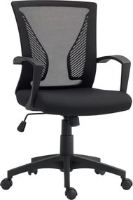 HOMCOM Cadeira de Escritório Assento com Encosto em Malha Respirável Altura Ajustável 62x60x92-102 cm Preto | Aosom Portugal