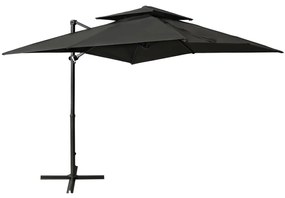 vidaXL Guarda-sol jardim cantilever c/ toldo duplo 250x250cm antracite