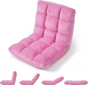 Cadeira de Chão Dobrável, 104 x 53 x 15 cm, Encosto Ajustável em 14 Posições, Rosa
