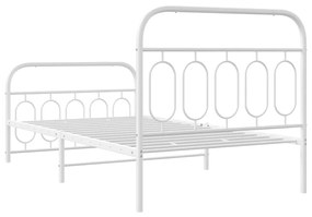 Estrutura de cama com cabeceira e pés 100x190 cm metal branco