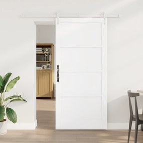 Porta Deslizante vidaXL com Conjunto de Ferragens Branco 93x202 cm Mad