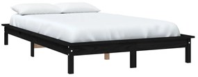 Estrutura de cama super king size 180x200 cm pinho maciço preto