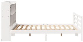 Cama com estante sem colchão 150x200 cm pinho maciço branco