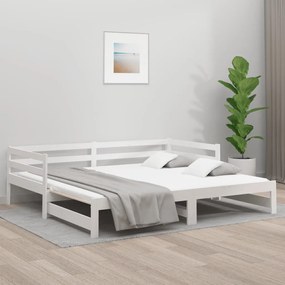 Sofá-cama com gavetão 90x190 cm madeira de pinho maciça branco