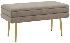 HOMCOM Banco Pé de Cama 30L Banco com Armazenamento para Dormitório Estofado em Veludo 79,5x37,5x43 cm Bege | Aosom Portugal