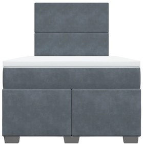Cama boxspring com colchão 120x200 cm veludo cinzento-escuro
