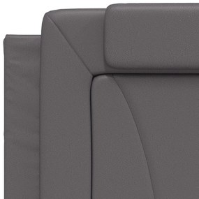 Estrutura cama c/ cabeceira 180x200cm couro artificial cinzento