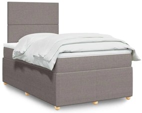 Cama boxspring c/ colchão 120x190cm tecido castanho-acinzentado