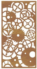 Decoração p/ muro jardim 105x55cm aço corten design engrenagens