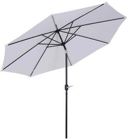 Outsunny Chapéu de Sol de Jardim Ø295x250cm com Manivela Chapéu de Sol Exterior com Mecanismo de Inclinação e Mastro Desmontável de Metal para Terraço Piscina Pátio Branco