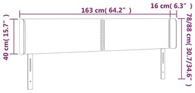 Cabeceira cama c/ luzes LED veludo 163x16x78/88cm cinza-escuro