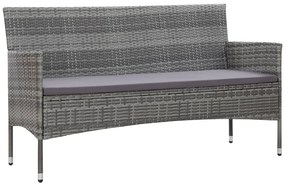 vidaXL Sofá de jardim de 3 lugares com almofadões vime PE cinzento