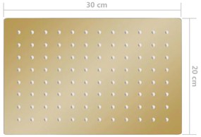 Cabeça de chuveiro retangular 30x20 cm aço inoxidável dourado