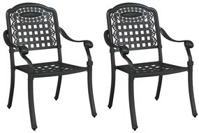 Cadeiras de Jardim vidaXL 2 unidades Preto Alumínio Fundido