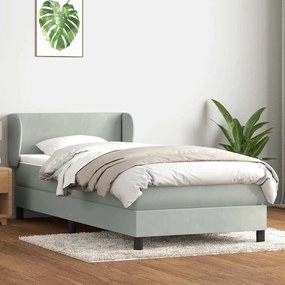 Cama com molas/colchão cinzento-claro 80x220 cm veludo