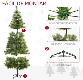 HOMCOM Árvore de Natal 210cm Árvore de Natal Artificial com 505 Ramos