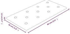 Painel parede 12 pcs 60x30 cm couro artificial 2,16 m² vermelho