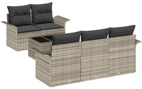 Conjunto de Sofá para Jardim com 6 Peças e Almofadas de Rattan Poly Ci