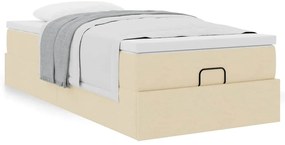 Estrutura de cama otomana com creme de colchão 90x200cm tecido