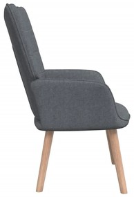 Cadeira de descanso com banco tecido cinzento-escuro