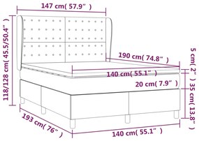 Cama com molas/colchão 140x190 cm couro artificial branco