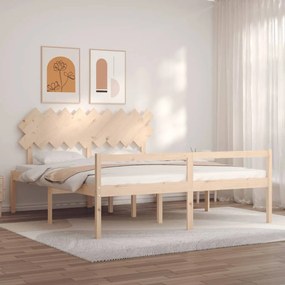 vidaXL Cama para idosos super king size com cabeceira madeira maciça