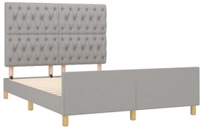 Estrutura de cama com cabeceira 140x200 cm tecido cinza-claro