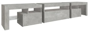 Móvel de TV com luzes LED 215x36,5x40 cm cinzento cimento