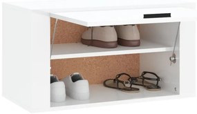 Sapateira parede 70x35x38 cm deriv. de madeira branco brilhante