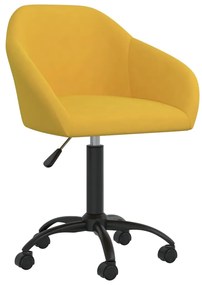 vidaXL Cadeira de jantar giratória veludo amarelo