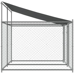 Jaula para cão com telhado/portas 4x2x2 m aço galvanizado cinza