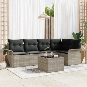 vidaXL Conjunto de Sofá de Jardim com Almofadas Cinza Rattan Polipropileno