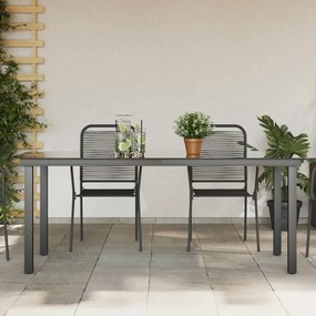 vidaXL Mesa de jardim em alumínio e vidro 190x90x74 cm preto