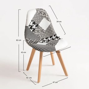 Cadeira Synk Patchwork - Patchwork branco e preto