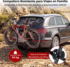 Porta-Bicicletas para Porta-Bagagens Dobrável, 68 x 50 x 61 cm, Capacidade para 3 Bicicletas, Vermelho+Preto