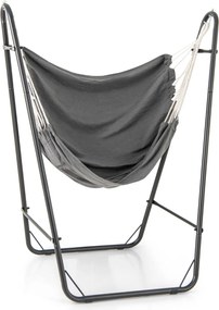 Cadeira de baloiço suspensa com suporte metálico, bolso lateral, capacidade de carga de 120 kg, para interior e exterior, sala, quarto, pátio, cinzent