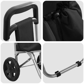 Carrinho de Compras vidaXL com Rodas Preto 35 L