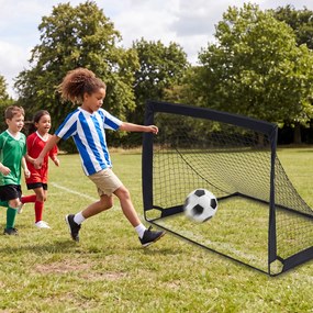 Conjunto de 2 Balizas de Futebol Dobráveis, 120 x 90 x 92 cm, com Estacas de Fixação, Preto