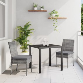 vidaXL Conjunto de Jantar de Jardim 3 Peças Cinza Poliratan