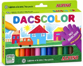 Lápis de Cera Dacs Alpino – 12 Unidades, Formato Redondo