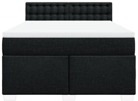 Cama com molas/colchão 140x200 cm tecido preto
