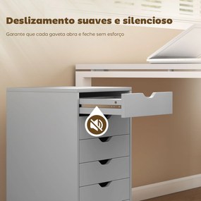 Bloco de Gavetas Móvel Arquivador com 6 Gavetas Suporte para Impressora com Rodas 40x35x63 cm Cinzento