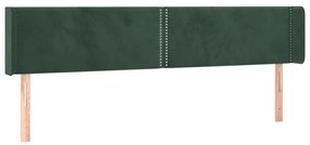 Cabeceira cama c/ luzes LED veludo 183x16x78/88 cm verde-escuro