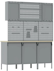 Conjunto de Bancada de Trabalho vidaXL 7 Peças em Aço Preto