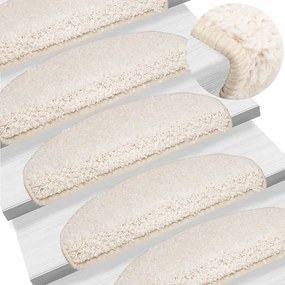 vidaXL Tapetes de escada 15 pcs 65x21x4 cm branco