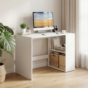 Mesa de Escritório, 112 x 60 cm, 2 Prateleiras Abertas, Branco