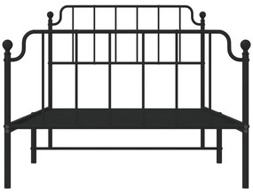 Estrutura de cama com cabeceira e pés 107x203 cm metal preto