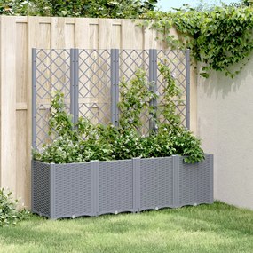 vidaXL Vaso/floreira de jardim c/ treliça 160x40x140 cm PP cinzento azul