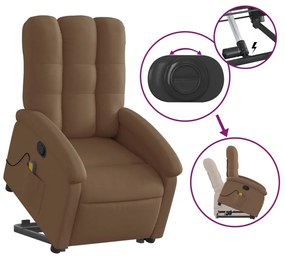 Poltrona reclinável massagens tecido castanho